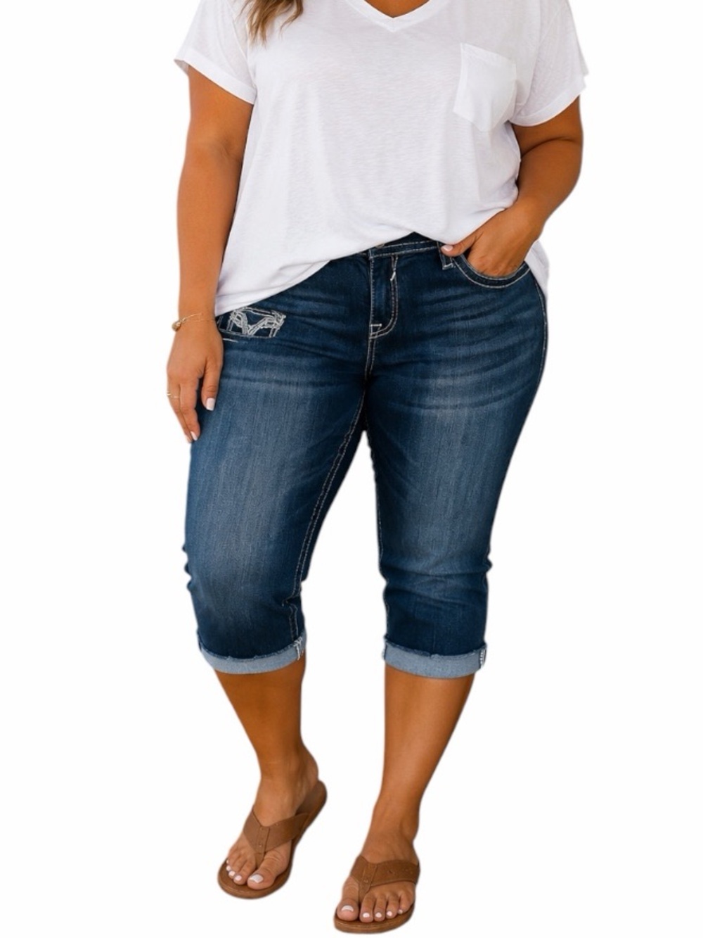 Vigoss 18 Chelsea Capri Cuffed Heritage Fit Jeans Y2K Summer Casual